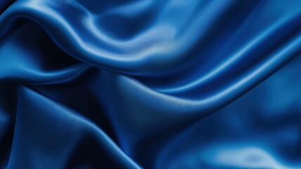 Fototapeta premium royal blue silk satin fabric folding, abstract background