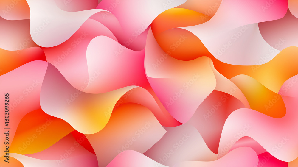 Poster colorful abstract background with flowing shapes in pink, orange, and red hues, creating vibrant and