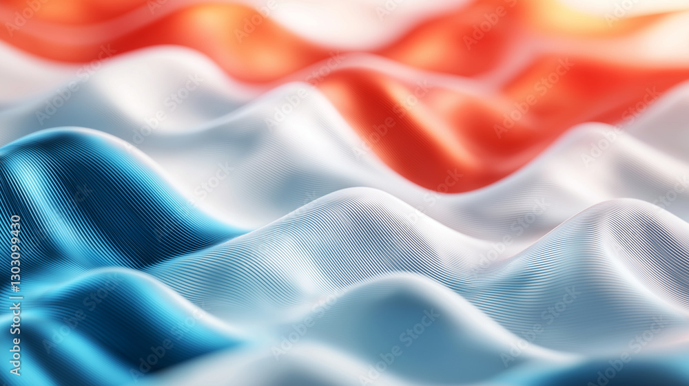 Aufkleber abstract background with wavy patterns in red, white, and blue colors, creating dynamic and fluid vi