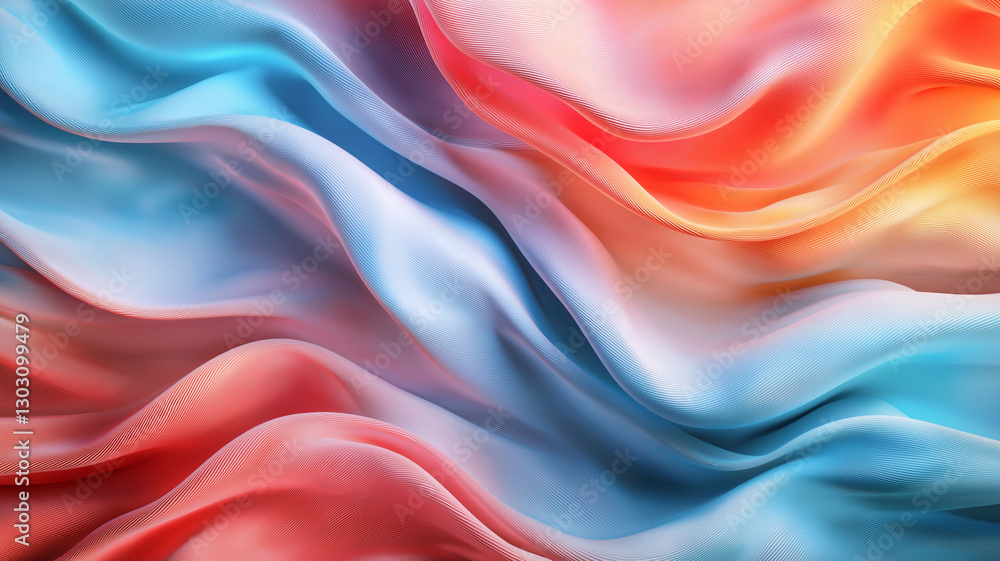 Poster vibrant abstract background featuring flowing waves in red, blue, and orange hues, creating dynamic 