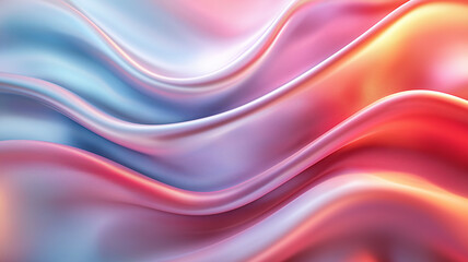 Fototapeta premium Smooth, flowing abstract background with soft waves in pink and blue hues, creating serene and calming atmosphere. Ideal for design projects and digital art