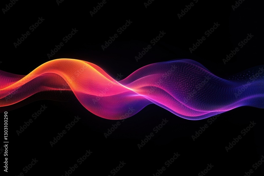 Poster vibrant light waves flow smoothly, showcasing a spectrum of colors against a dark background, creati