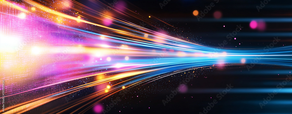 Aufkleber vibrant abstract digital background with colorful glowing lines and particles, creating sense of mot