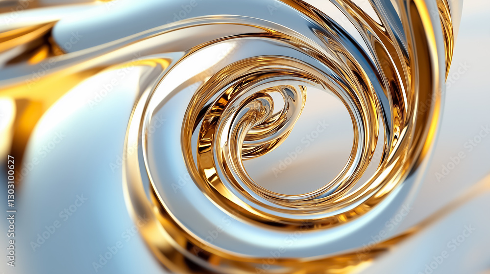 Poster a captivating fractal pattern unfolds in an infinite spiral, showcasing metallic textures that grace