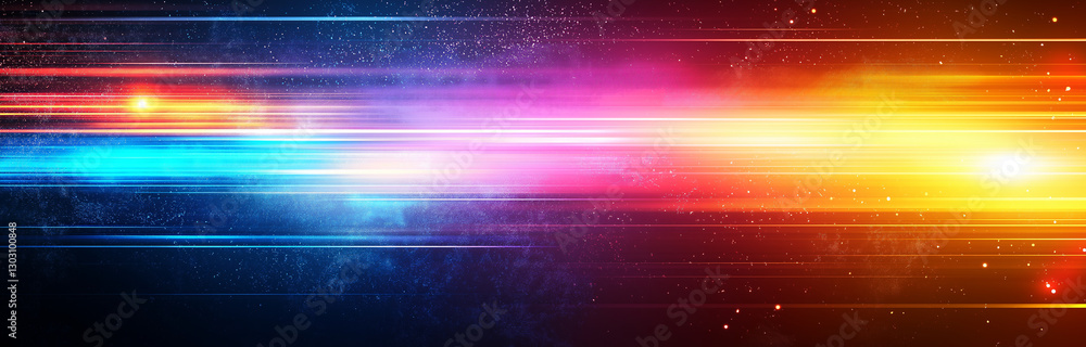 Poster vibrant abstract background with colorful light streaks and cosmic elements, creating dynamic and en
