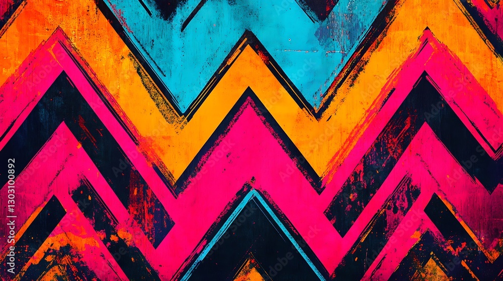 Aufkleber vibrant chevron pattern: a striking abstract composition showcasing bold, multi-colored chevron patt