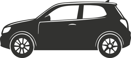 Black silhouette of a modern car viewed from the side.