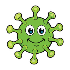 Fototapeta premium A playful cartoon of a virus, germ, or bacteria with exaggerated features, like spiky shapes and mischievous eyes. It’s a fun, lighthearted take on something often seen as scary.