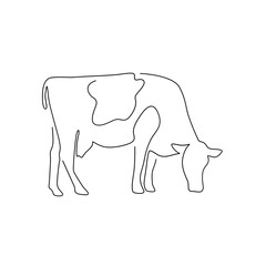 cow line art continuous line