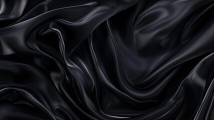 Obraz premium Dark green silk satin fabric on a dark background