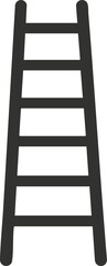 Black ladder icon with six rungs on a white background.