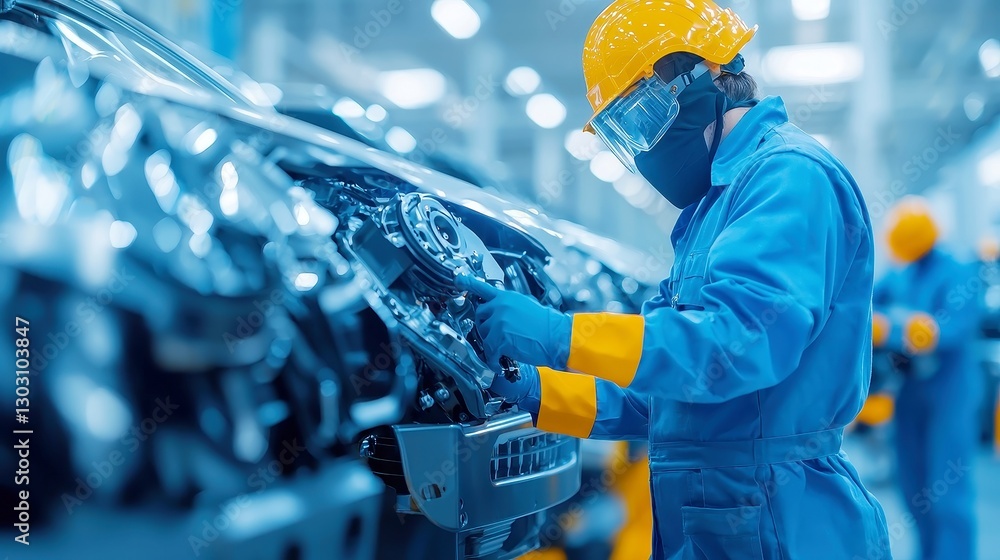 Poster diesel engine technician fuel system calibration, enhancing engine performance through precise adjus