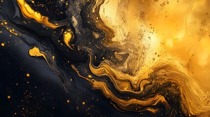 A luxurious background with golden metallic liquid effects, representing modern elegance and artistic expression