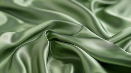 Obraz premium Sage green satin fabric with folds background