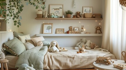 A Beautifully Decorated Child Bedroom With Toys and Decorative Elements