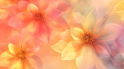 Fototapeta premium A vintage floral pattern in muted tones of yellow and pink, 8K, high quality