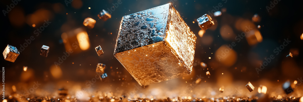 Poster a mesmerizing fractal composition showcases a giant cube made of hundreds of smaller cubes, graceful