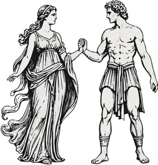 illustration of Venus, goddess of love, and Mars, god of war cupid valentine god of love