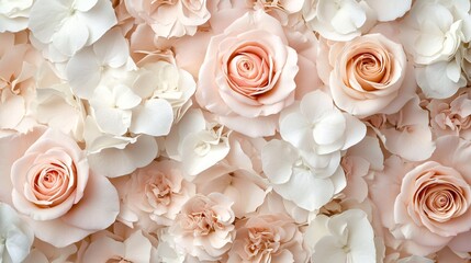 A light pink floral background with delicate roses and soft petals, 8K, high quality