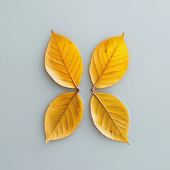 Obraz premium High-resolution macro photography showcasing vibrant yellow leaves with intricate textures against a light gray background. Perfect for nature-inspired designs and seasonal themes.