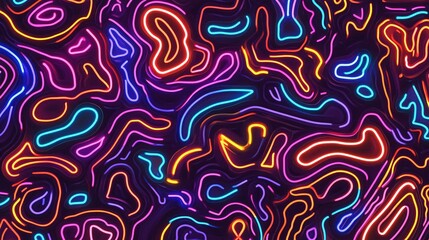 A neon sign-inspired pattern of glowing lines and abstract shapes, 8K, high quality