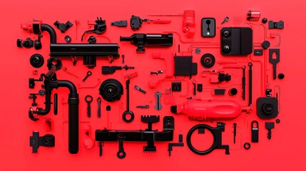 Obraz premium Locksmith Artistry, vibrant pop art depiction of a locksmith crafting keys, featuring bold outlines, geometric shapes, and a cool neon color palette emphasizing precision and security.