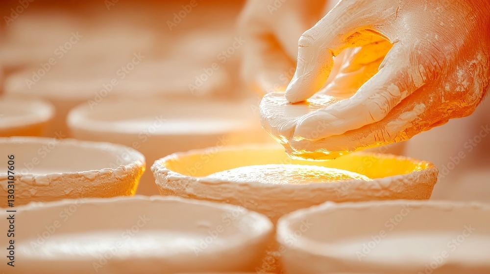Poster mold maker at work, shaping intricate forms for industrial casting, showcasing skill and precision i