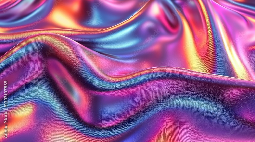 Poster colorful waves of iridescent fabric create a mesmerizing visual display of light and texture