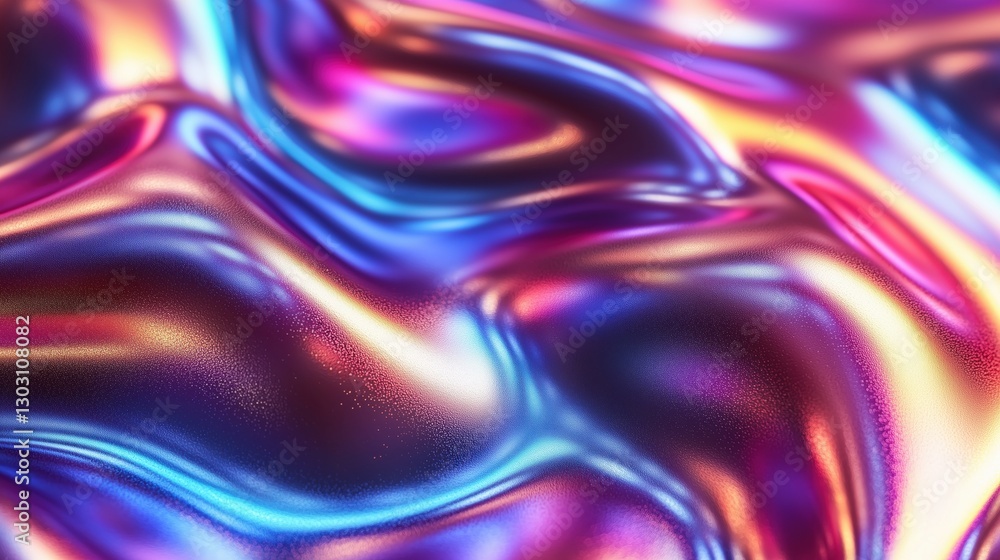 Poster fluid abstract pattern displaying vibrant colors and reflective surfaces in a dynamic arrangement