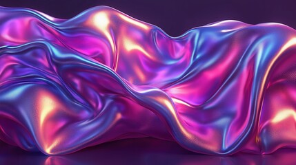 Obraz premium Vibrant waves of silk display a mesmerizing blend of purple and pink colors illuminated with soft lighting