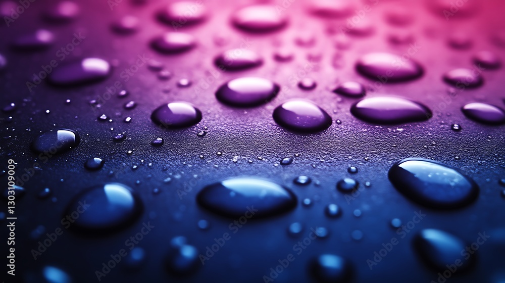 Poster a mesmerizing close up of water droplets on a textured surface with a gradient color