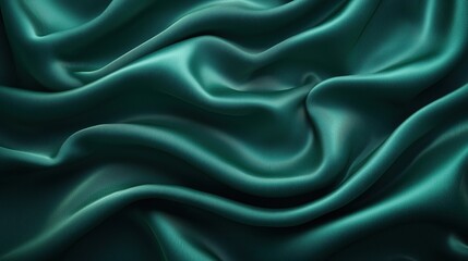 Obraz premium Luxurious green silk fabric gently draped and textured with soft waves in natural light