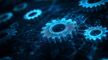 Obraz premium Abstract Digital Gears: Interconnected Network Technology