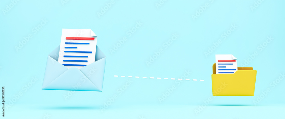 Poster document transfer from envelope to folder: a digital data transmission concept