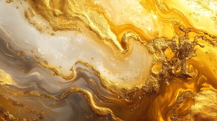 A luxurious background with golden metallic liquid effects, symbolizing modern luxury and creative design