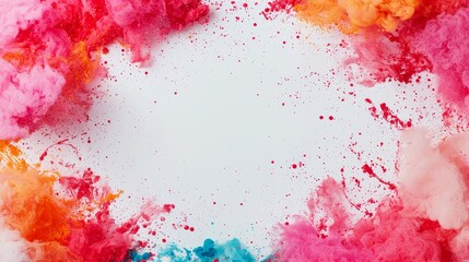 Vibrant color explosion event studio abstract art creative environment aerial view artistry in motion