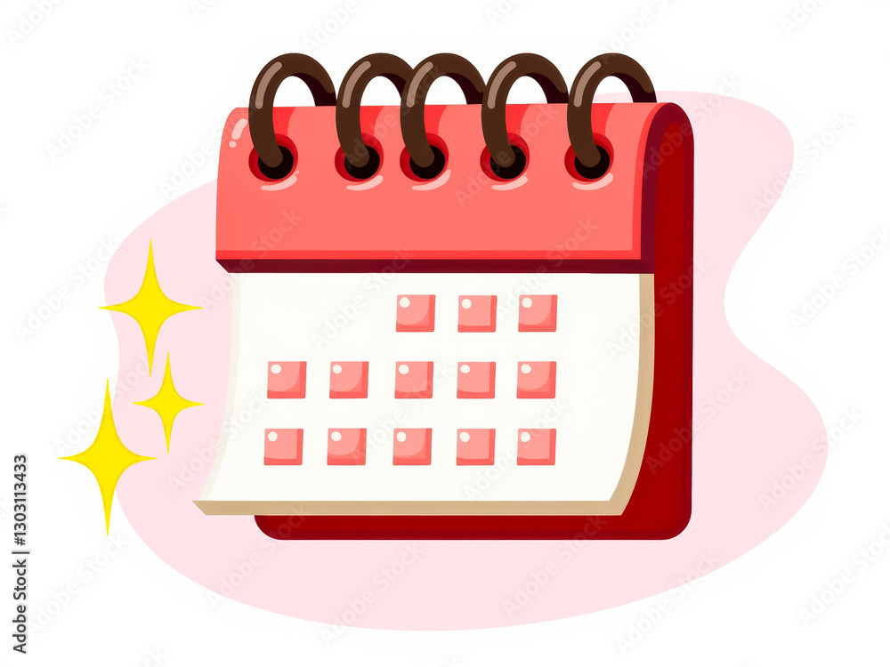 Poster clean red calendar for scheduling and planning