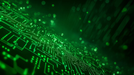Obraz premium Green Glowing Circuit Board Background