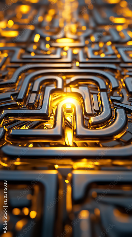 Poster experience the mesmerizing journey through a fractal labyrinth, where vibrant glowing edges highligh