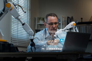 Robotics engineers are connecting AI systems to research and develop robotic arm technology...
