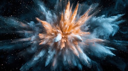Colorful powder explosion on black background.