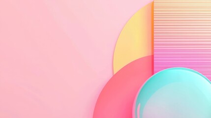 Obraz premium Dynamic geometric shapes in soft pastel colors abstract design digital art minimalist space eye-level view modern aesthetics