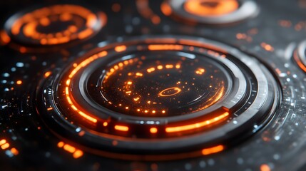 Futuristic Interface, Orange Glow, Close-up