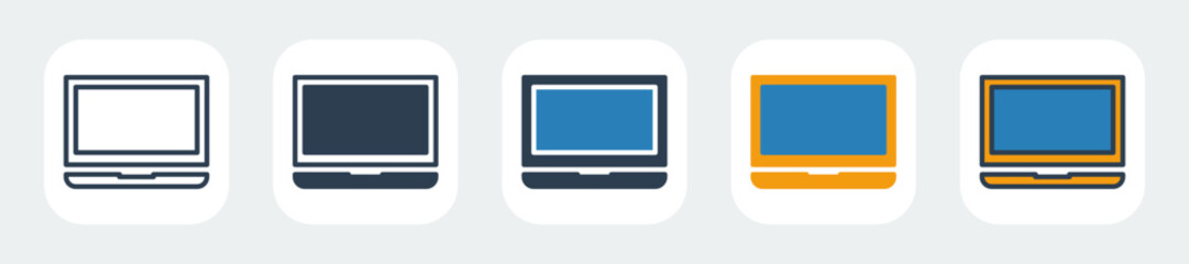 laptop, icons with five different styles