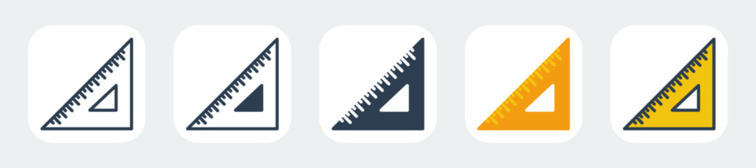 triangular ruler icons with five different styles