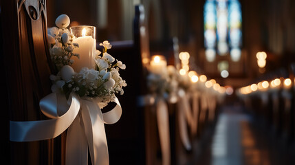 Romantic wedding celebration with candles, floral decor, and intimate lights