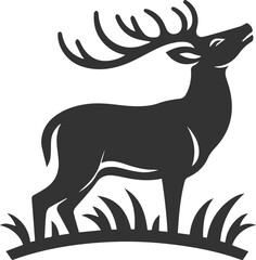 A deer with its head tilted upward, sniffing the air animal silhouette vector
