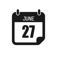Vector icon page day calendar - 27 June month