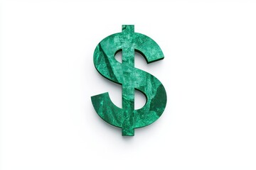Obraz premium Green Dollar Sign Symbol on a White Background Representing Finance and Wealth Concepts