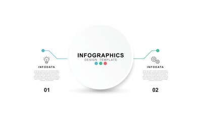 Vector Infographic label design template with icons and 2 options or steps.